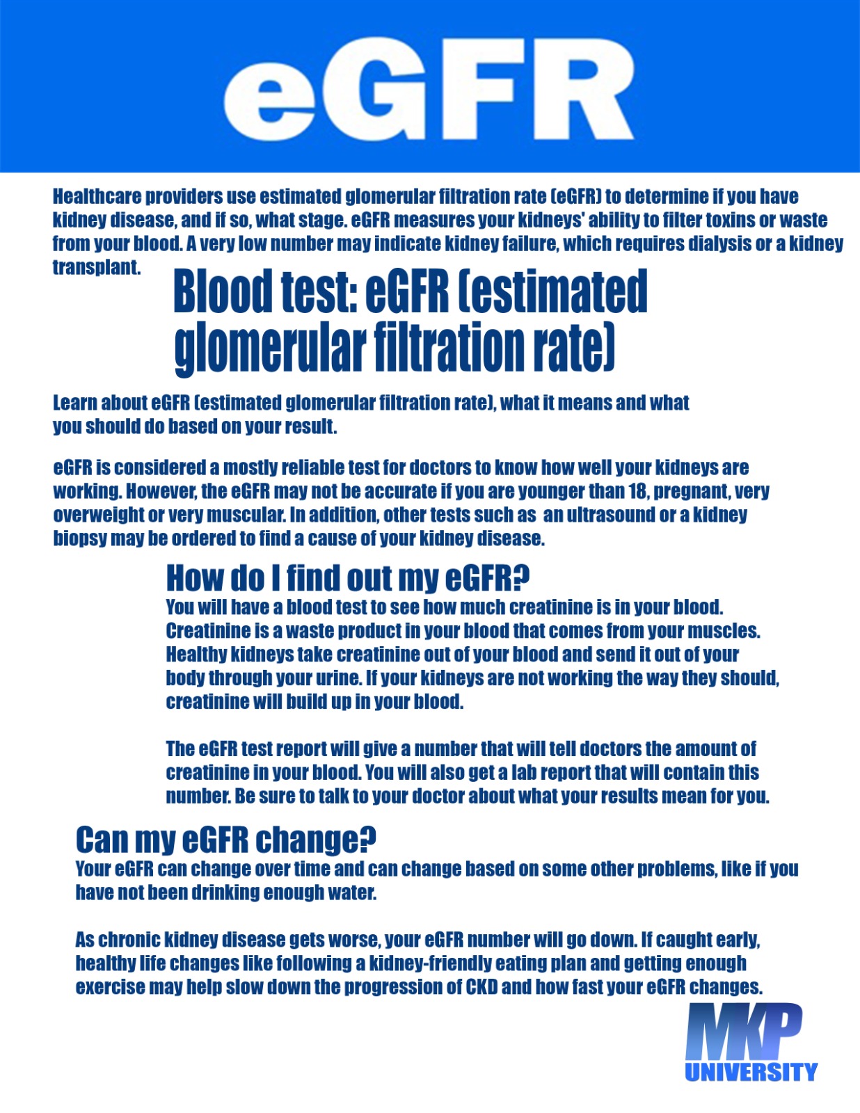 Blood Test: eGFR (estimated glomerular filtration rate)