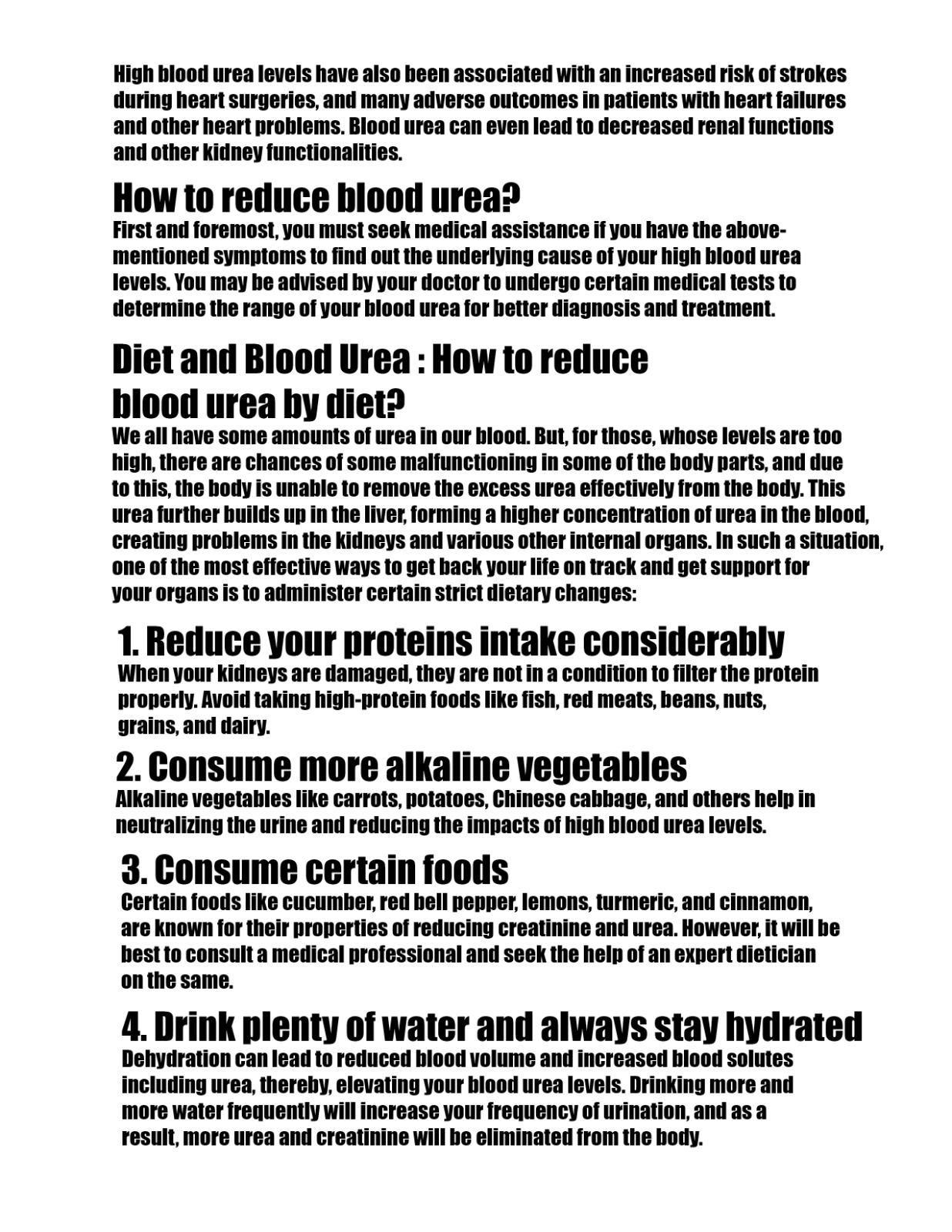 Reduce Blood Urea